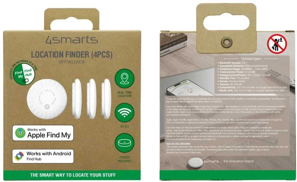 4smarts GPS modulis, GPS lokatorius, asmeninis ieškiklis, baltas