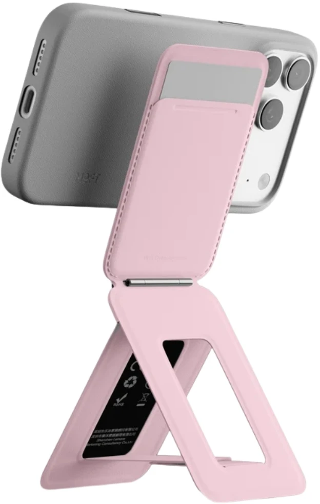 Dėklas Magnetyczny portfel i stojak na telefon Moft Movas Tripod MagSafe rožinė