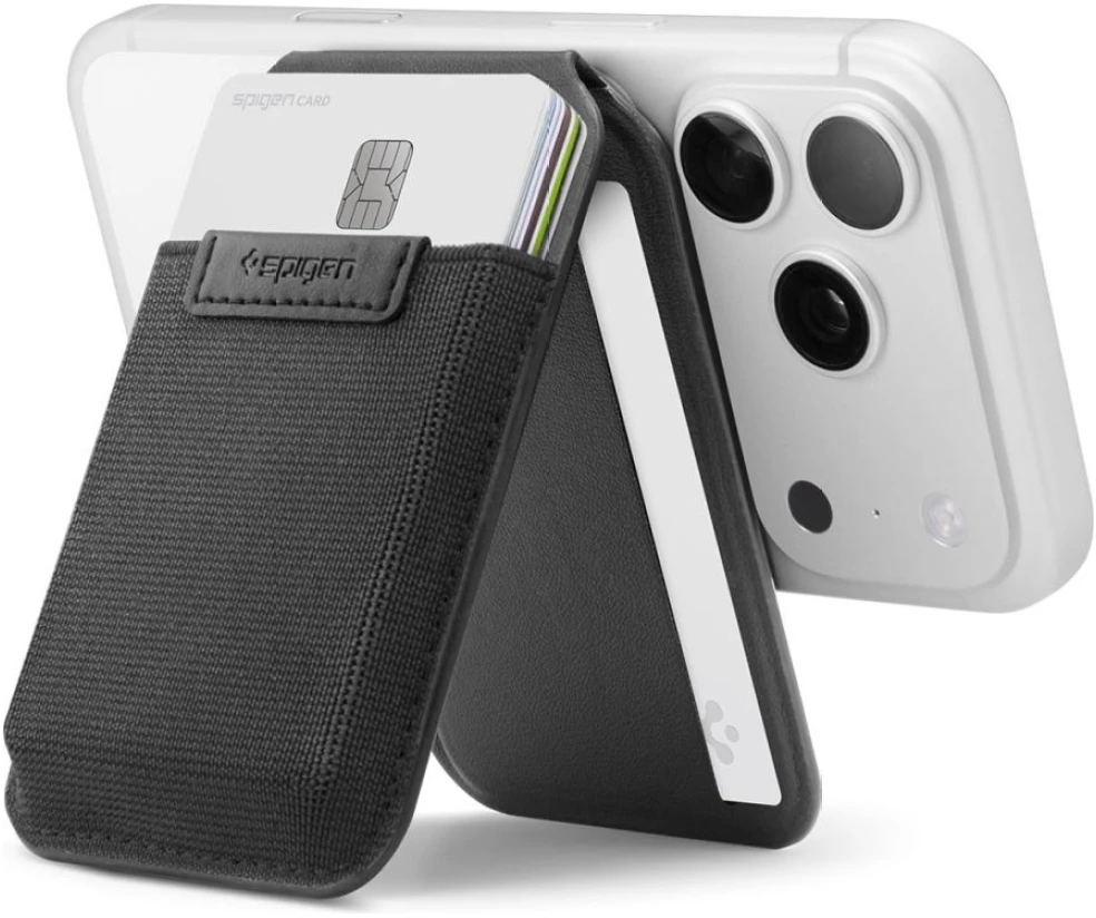 Dėklas SPIGEN S314-4 SLIM FOLD TRIPOD WALLET MAGSAFE Juodas