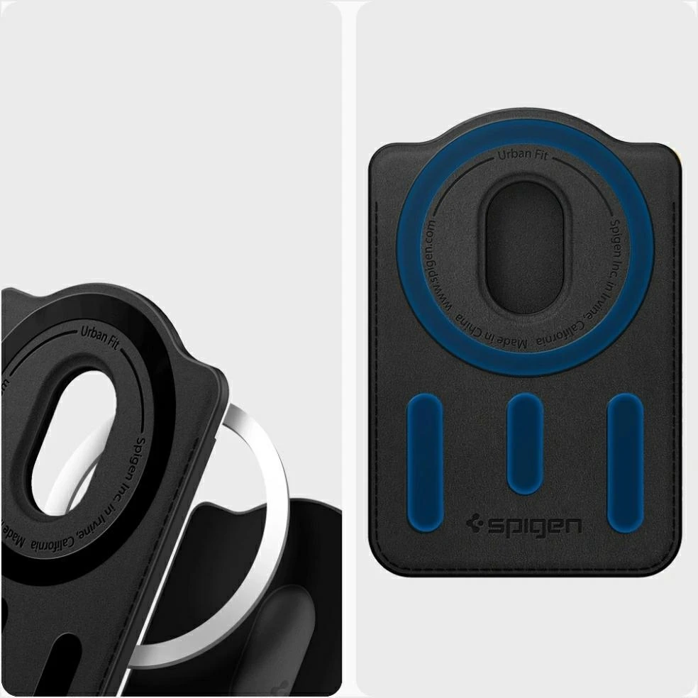 Dėklas „Spigen Urban Fit“ „MagSafe“ piniginė, juoda – „Samsung Galaxy S25“ serijai