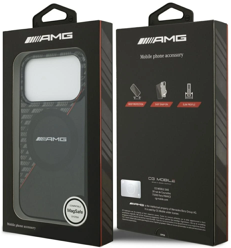 Dėklas Mercedes AMG IML Double Layer Rhombs MagSafe Case for iPhone 18 Pro / 17 Pro - Juodas and Raudona