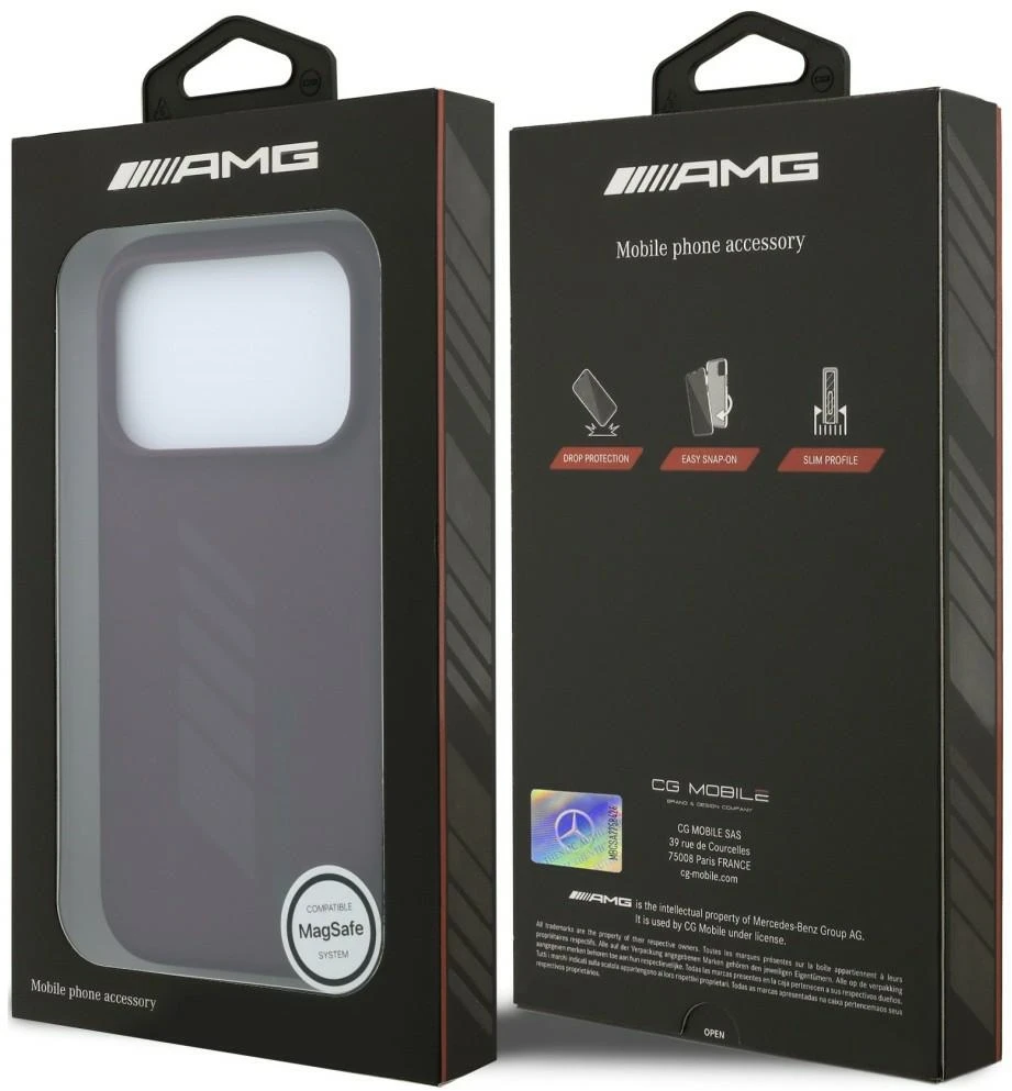 Mercedes AMG silikoninis didelis deklas su rombais MagSafe, skirtas iPhone 18 Pro / 17 Pro, bordinis