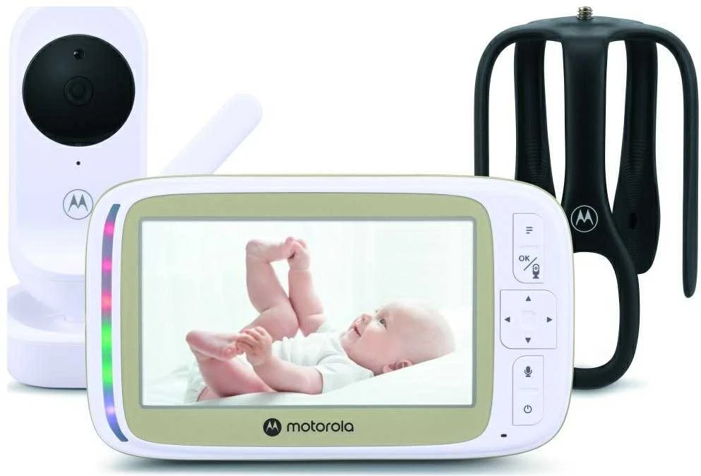 „Motorola“ 5,0 colio „Wi-Fi“ vaizdo kūdikių monitorius su „Stargrip“ laikikliu lovelei | VM45 Connect | Baltas