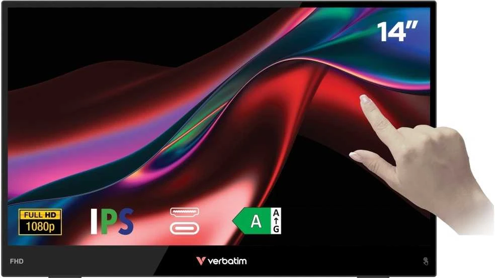 Verbatim PMT-14 Portable 14" Touch Monitorius 14" Full HD 1080P, Juodas