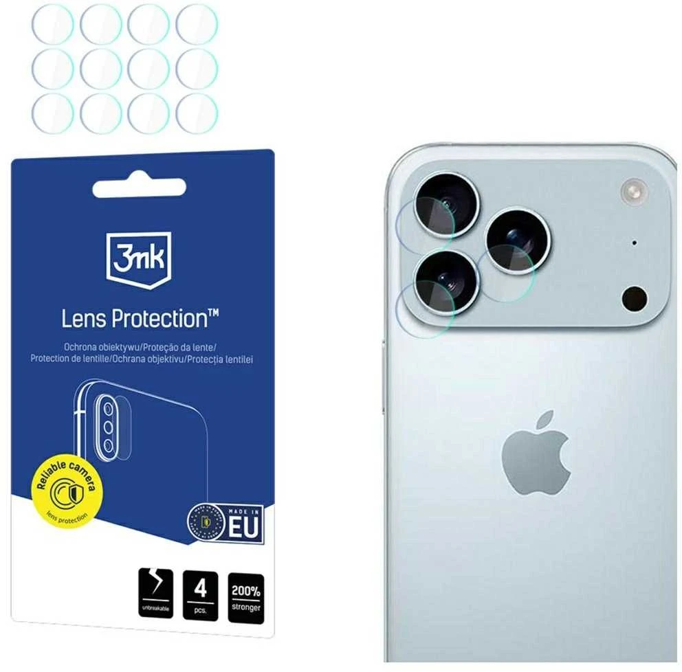 3mk objektyvo apsauga – kameros objektyvo stiklas, skirtas „iPhone 17 Pro Max“ (4 komplektai)