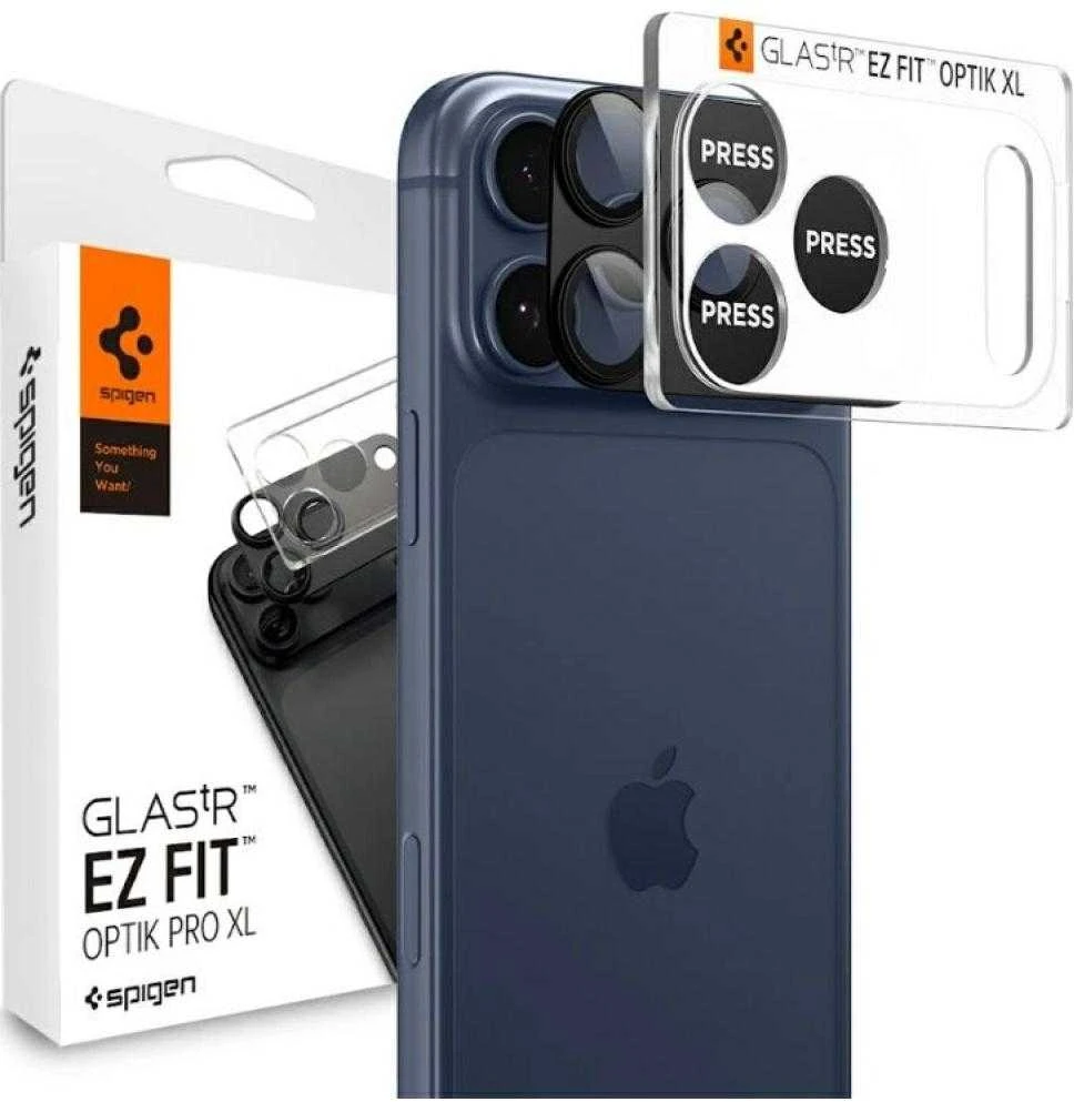 Spigen Glass tR EZ Fit Optik Pro XL 1 Pack, juodas - iPhone 17 Pro Max