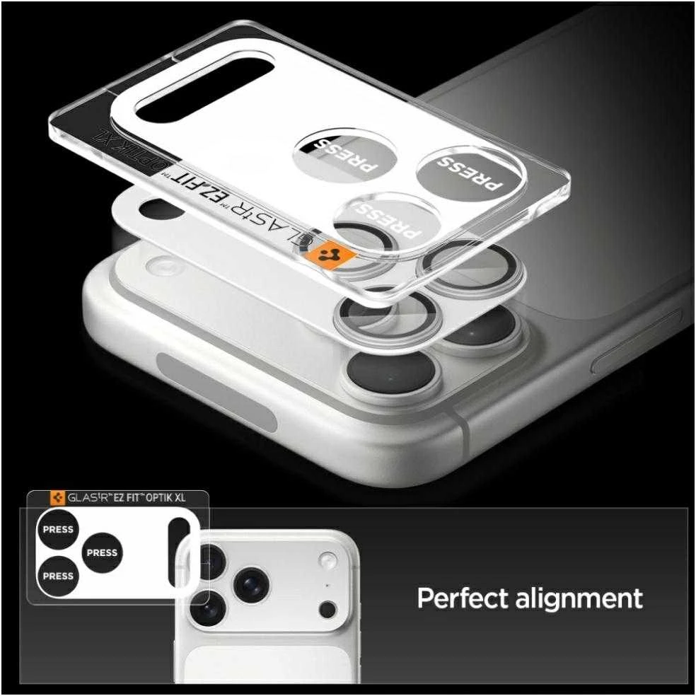 Spigen Optik Pro XL Camera Lens Glass for iPhone 17 Pro - Sidabrinis