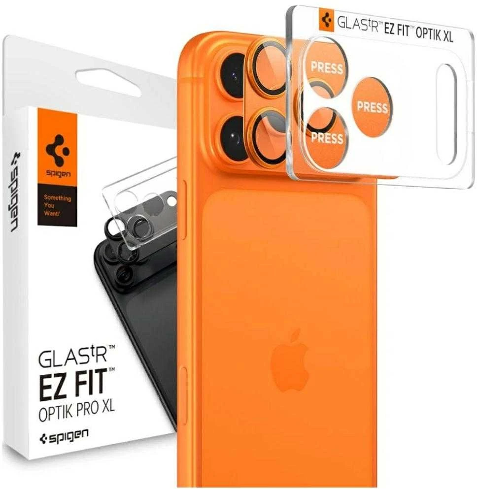 Spigen Optik Pro XL Camera Lens Glass for iPhone 17 Pro Max - Oranžinis