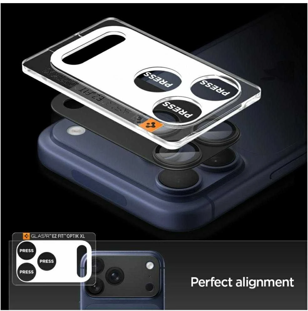 Spigen Glass tR EZ Fit Optik Pro XL 1 Pack, juodas - iPhone 17 Pro