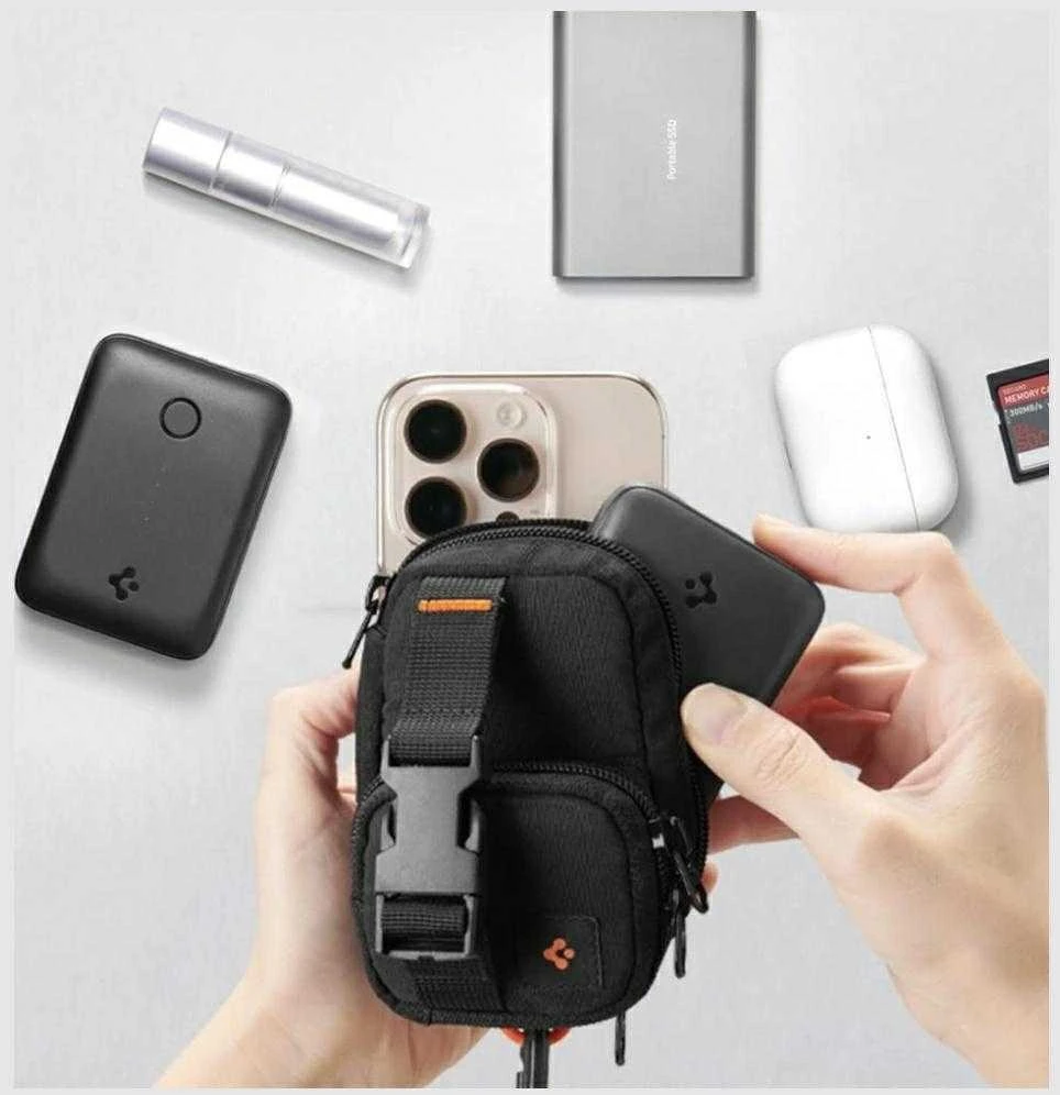 Spigen nešiojamas dėklas-organizeris SnapZip MagSafe, juodas
