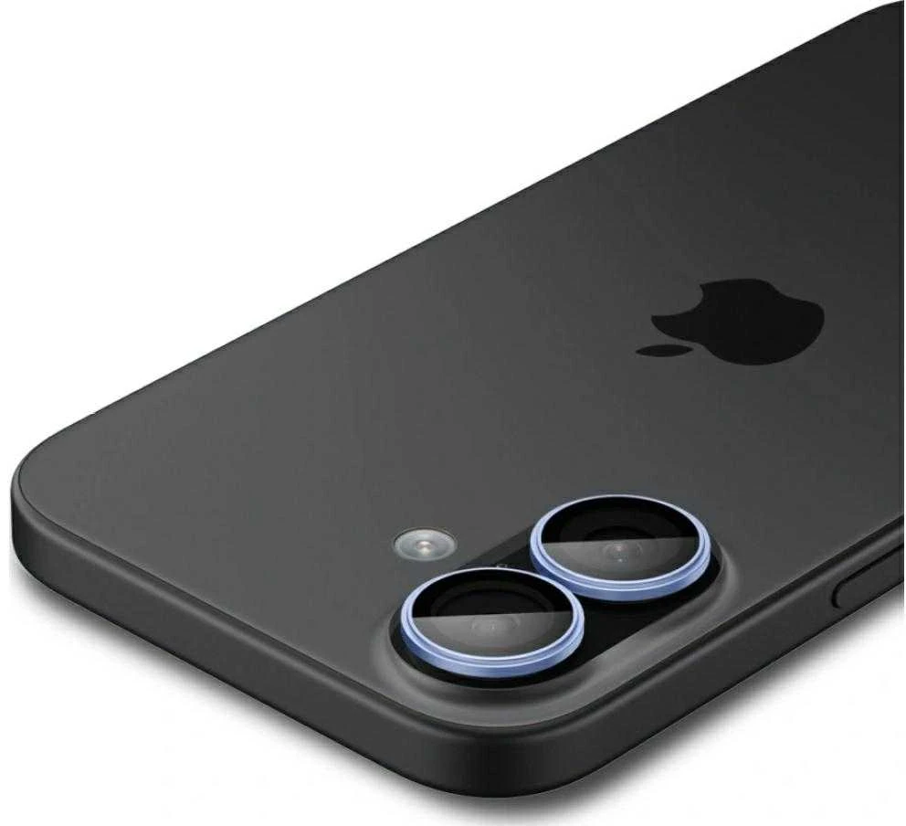 „Spigen Optik Pro GLAS.TR EZ FIT“ kameros dėklai, 2 vnt. pakuotė, skirti „iPhone 16 / 16 Plus / 17“ - Mėlyna