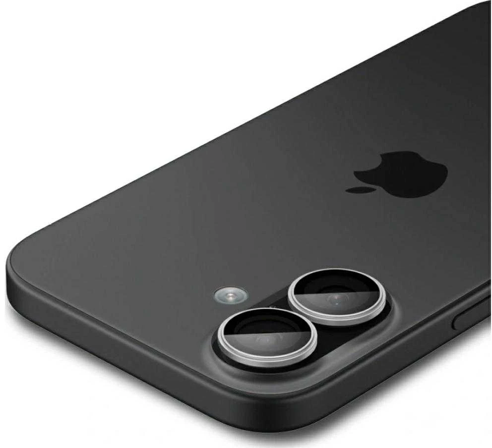 Spigen Optik Pro GLAS.TR ”EZ FIT” Camera Cover 2-pack for iPhone 16 / 16 Plus / 17 - Sidabrinis