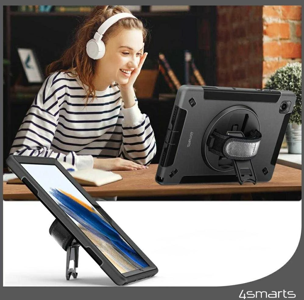 Šarvuotas dėklas su rankena 4smarts Rugged Dėklas Grip, skirtas Samsung Galaxy Tab S10 Lite / S10 FE / S9 FE /