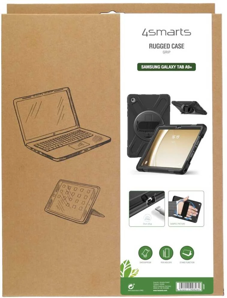 „4Smarts Rugged Case Grip“, skirtas „Samsung Galaxy Tab A9+“