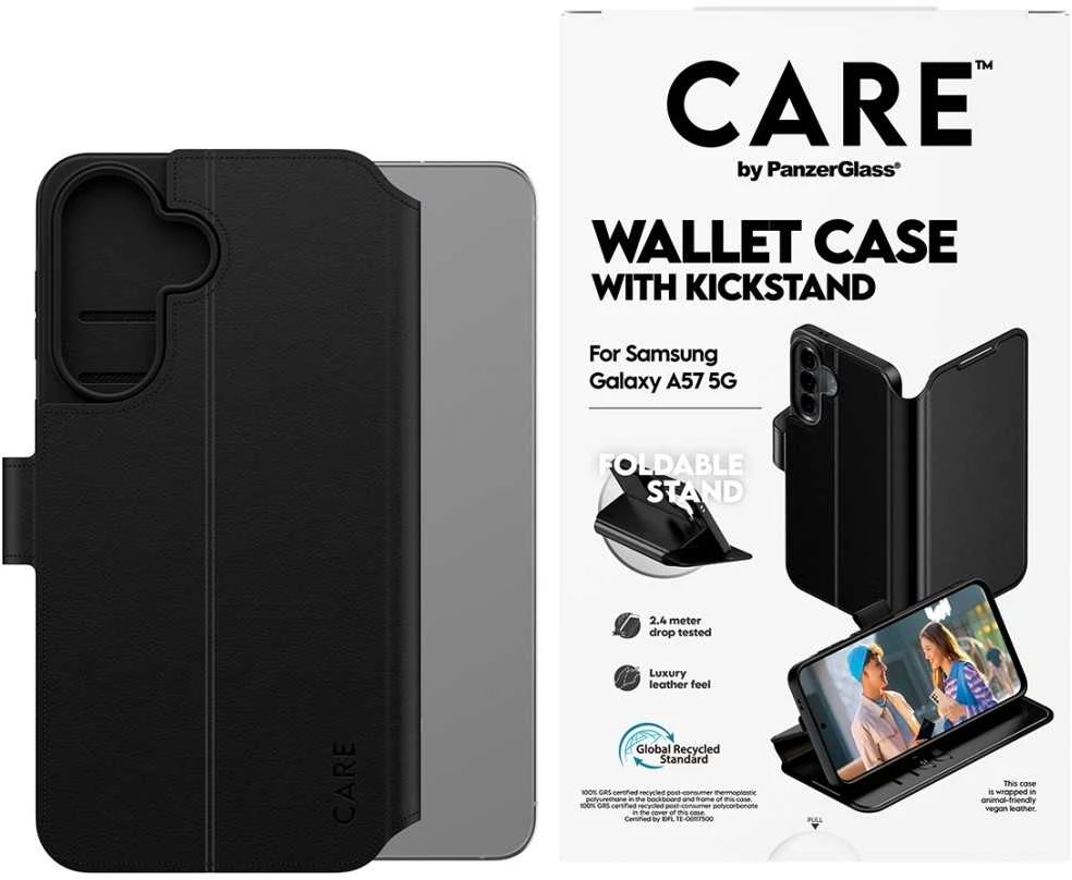 Panzer Glass Dėklas CARE by PanzerGlass Feature Wallet Kickstand do Samsung Galaxy A57 5G juoda