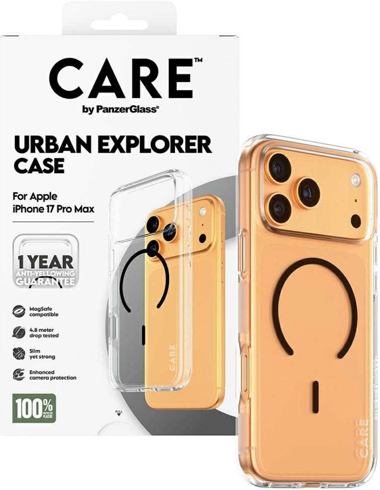 Panzer Glass Dėklas CARE by PanzerGlass Flagship Urban Explorer w. Juodas MagSafe do iPhone 17 Pro Max permatomas