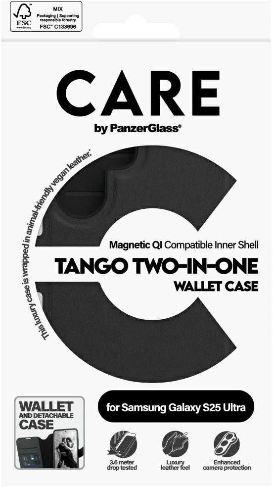 Dėklas Panzer Glass CARE by PanzerGlass Feature Case Tango Du viename piniginė Qi Suderinamas Samsung Galaxy S25 Ultra, Juodas