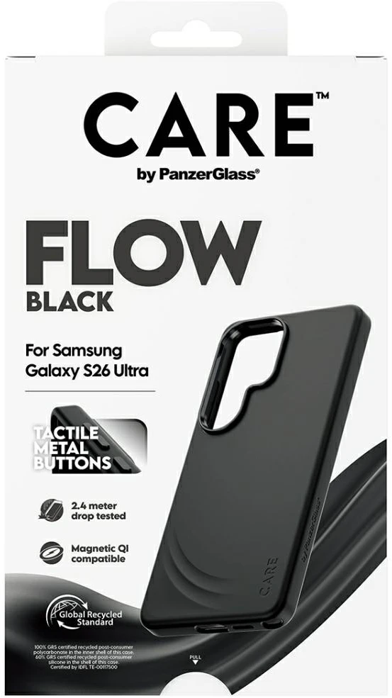 Panzer Glass „CARE by PanzerGlass Flow Juodas Qi“ dėklas, skirtas „Samsung Galaxy S26 Ultra“ – juodas