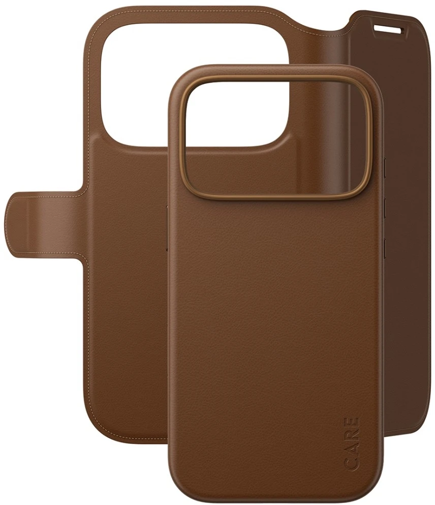 Dėklas Panzer Glass Care by PanzerGlass Tango 2w1 Wallet Case MagSafe do iPhone 18 Pro / 17 Pro ruda