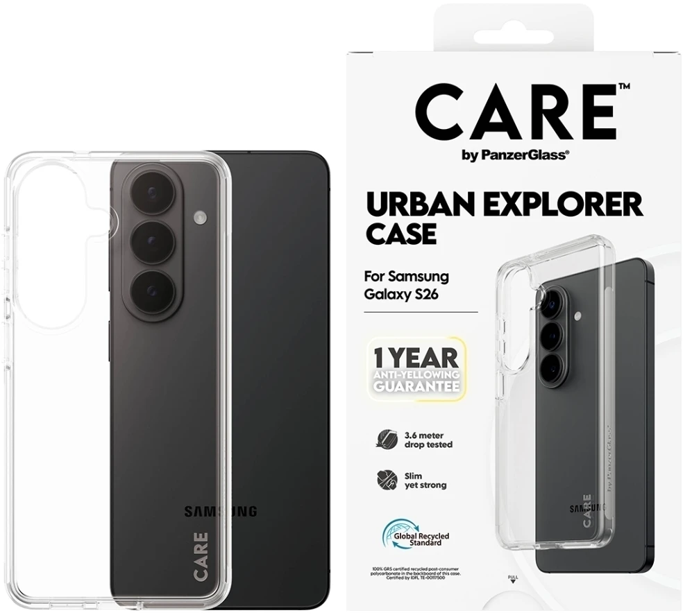 Panzer Glass Dėklas CARE by PanzerGlass Urban Explorer Transparent do Samsung Galaxy S26 permatomas