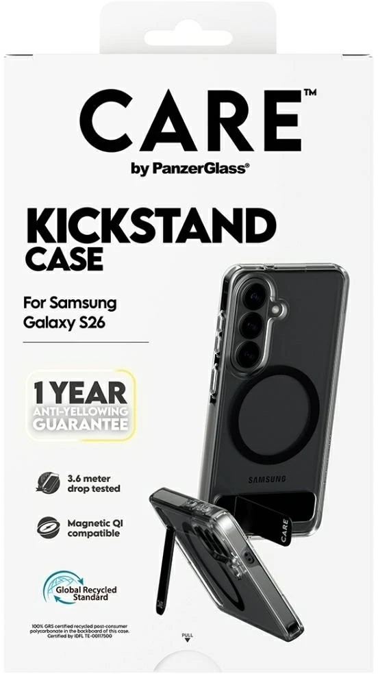 Panzer Glass Dėklas CARE by PanzerGlass Urban Explorer Transparent w. Juodas Qi do Samsung Galaxy S26 permatomas