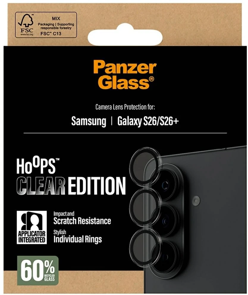 Panzer Glass PanzerGlass Hoops Optic Rings kameros apsauga, skirta Samsung Galaxy S26 / S26 Plus – skaidri