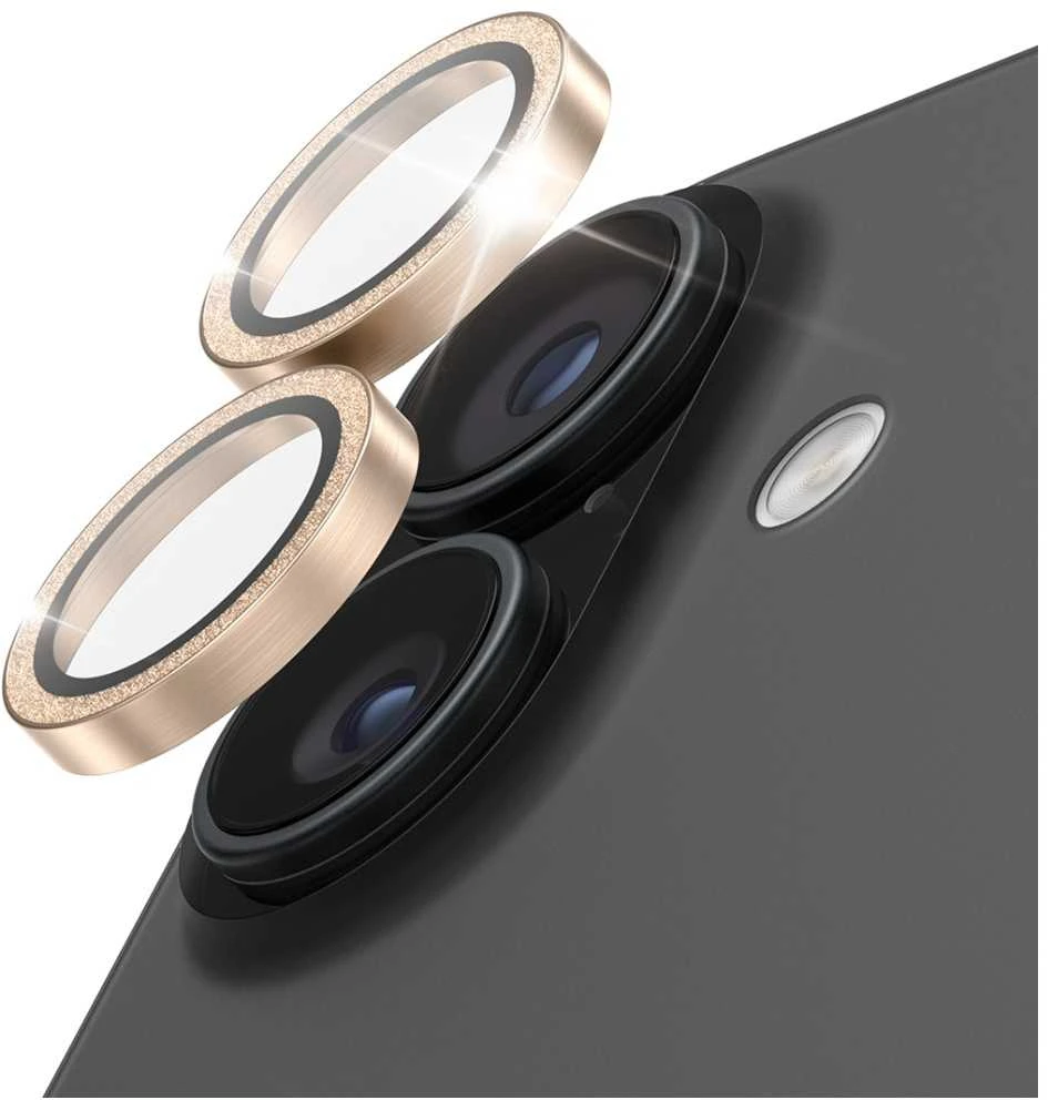 Panzer Glass Grūdintas stiklas na objektyvas PanzerGlass Hoops Glitter do iPhone 17 / 16 / 16 Plus auksinė
