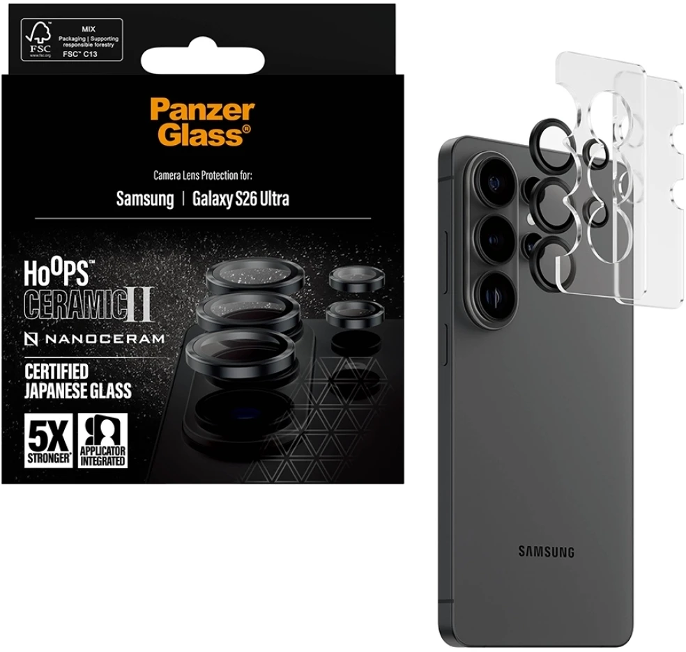 Panzer Glass Grūdintas stiklas na objektyvas PanzerGlass Hoops Ceramic II Lens Protector do Samsung Galaxy S26 Ultra