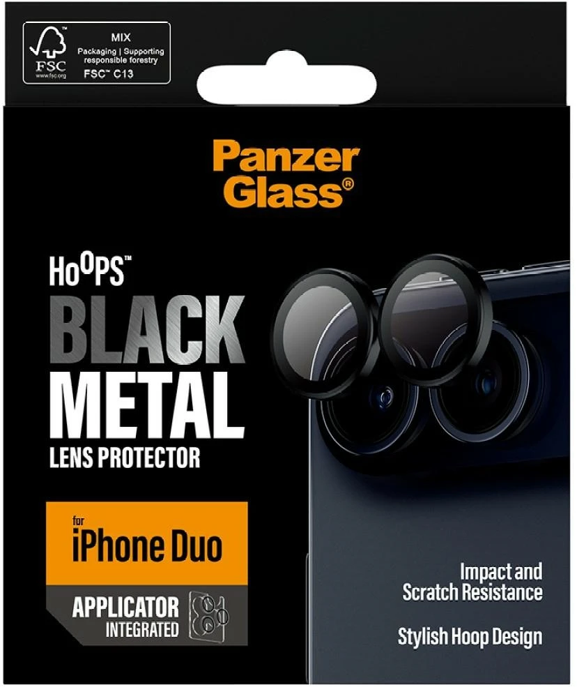 Panzer Glass Grūdintas stiklas na objektyvas PanzerGlass Hoops Lens Protector do iPhone Duo juoda