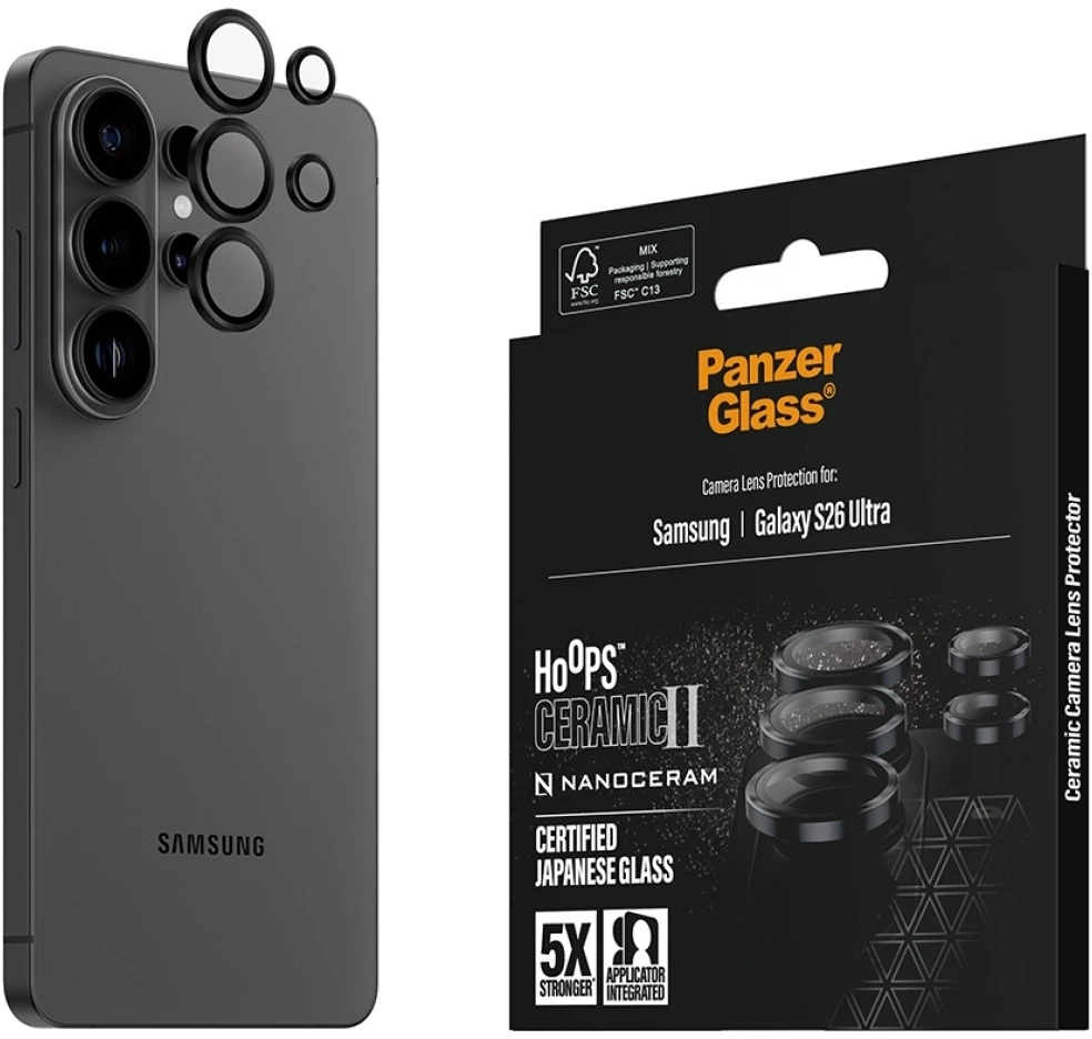 Panzer Glass Grūdintas stiklas na objektyvas PanzerGlass Hoops Ceramic II Lens Protector do Samsung Galaxy S26 Ultra