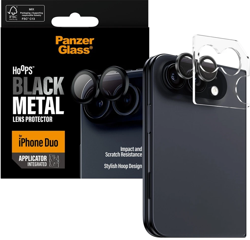 Panzer Glass Grūdintas stiklas na objektyvas PanzerGlass Hoops Lens Protector do iPhone Duo juoda