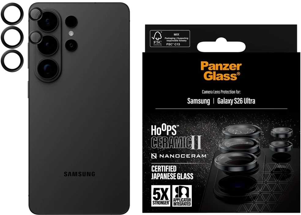 Panzer Glass Grūdintas stiklas na objektyvas PanzerGlass Hoops Ceramic II Lens Protector do Samsung Galaxy S26 Ultra