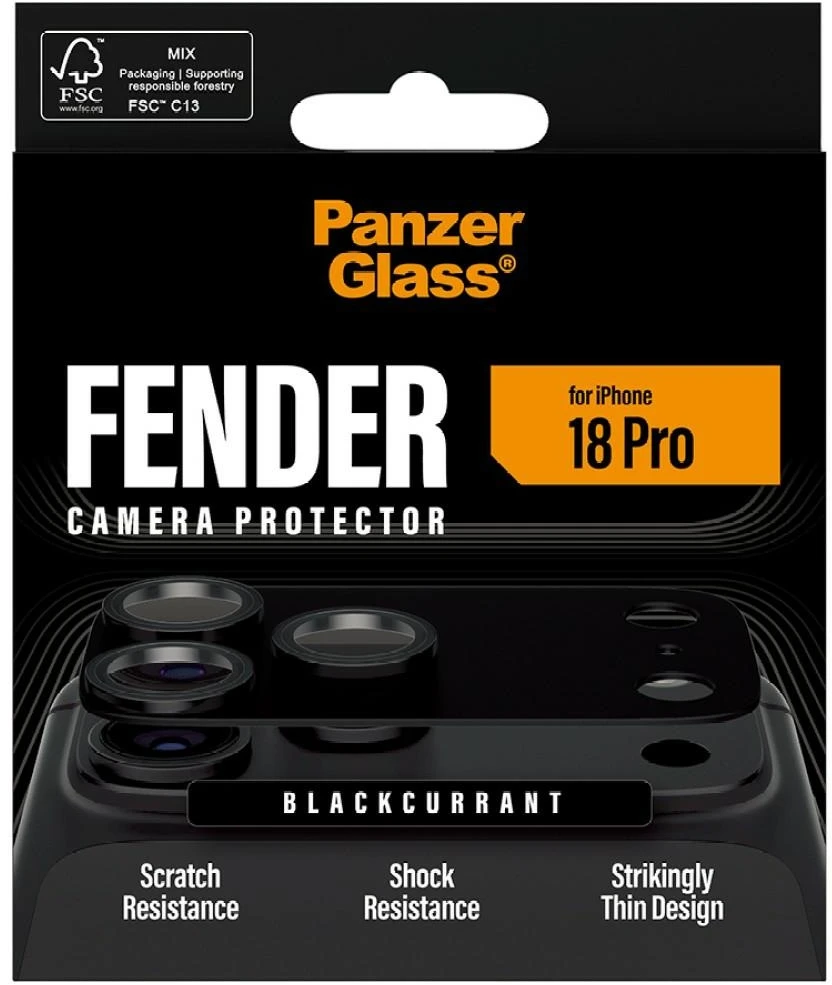 Panzer Glass Grūdintas stiklas na objektyvas PanzerGlass Fender Camera Protector do iPhone 18 Pro juoda porzeczka