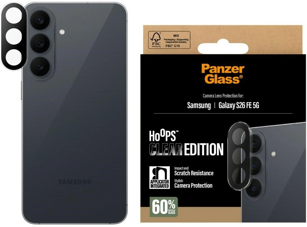 Panzer Glass PanzerGlass Hoops Optic Rings kameros apsauga, skirta Samsung Galaxy S26 FE – skaidri