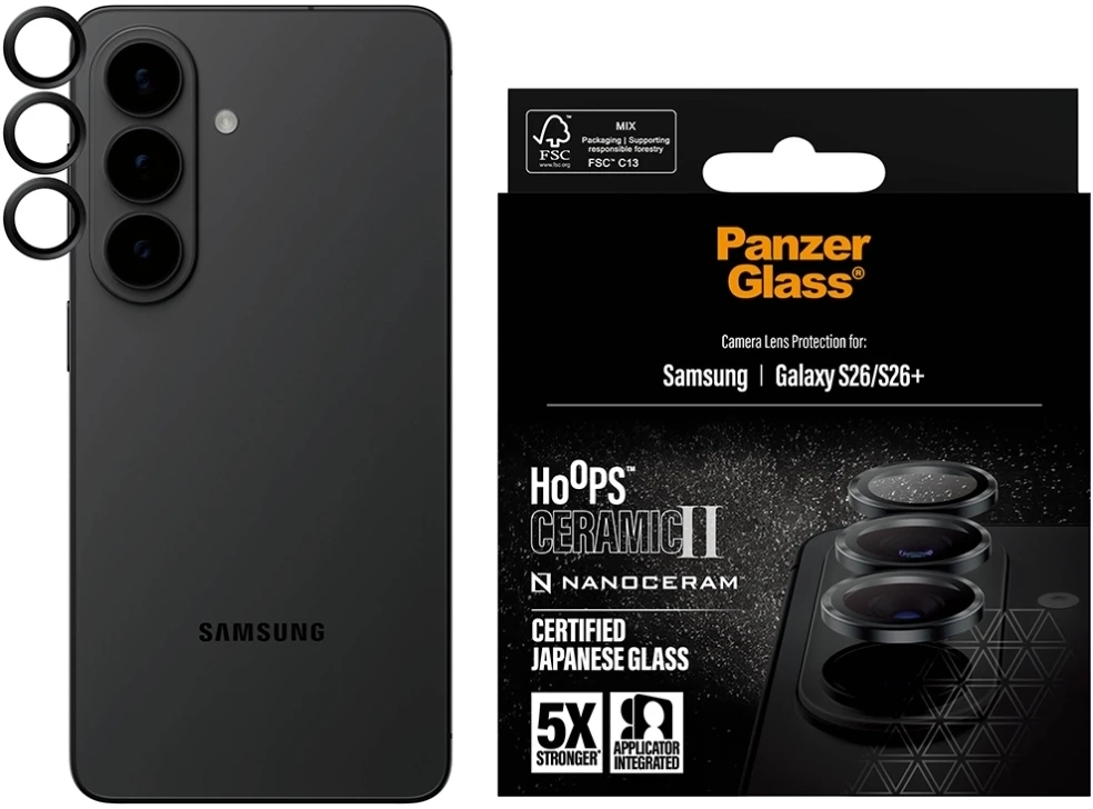 Panzer Glass Grūdintas stiklas na objektyvas PanzerGlass Hoops Ceramic II Lens Protector do Samsung Galaxy S26 / S26+