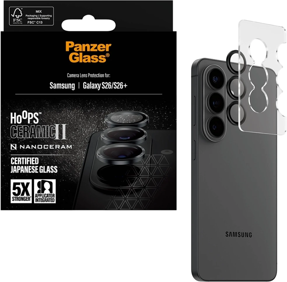 Panzer Glass Grūdintas stiklas na objektyvas PanzerGlass Hoops Ceramic II Lens Protector do Samsung Galaxy S26 / S26+
