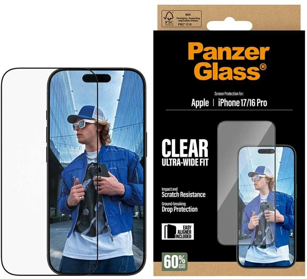 Panzer Glass „PanzerGlass“ ekrano apsauga | „Apple“ | „iPhone 16 Pro“ / „iPhone 17“ | Stiklas | Skaidrus | Itin plataus kampo su „EasyAligner“