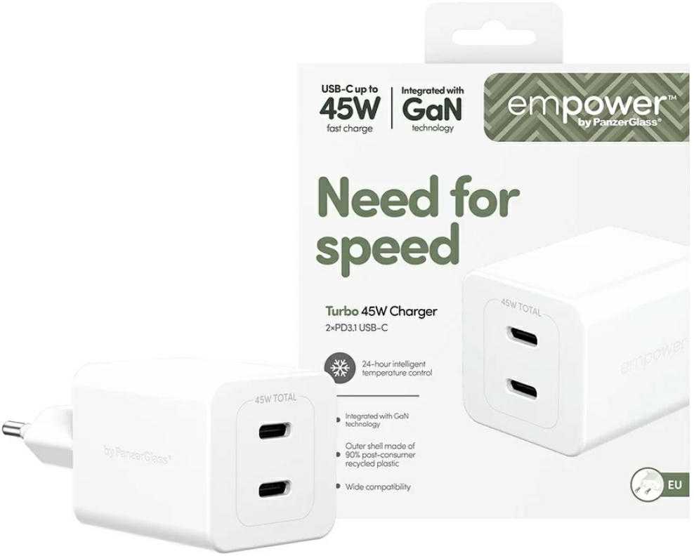 Panzer Glass Įkroviklis PanzerGlass empower Turbo jungiama į tinklą 2x USB-C 45 W (EM58685)