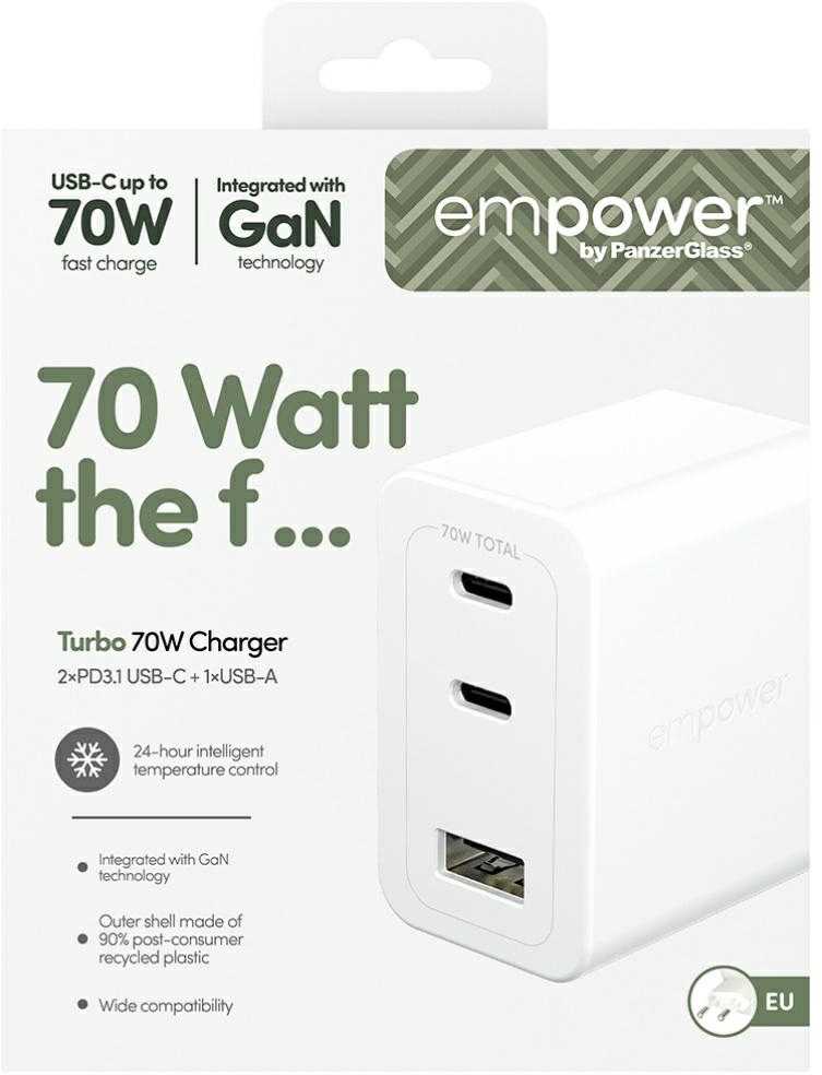 Panzer Glass Įkroviklis PanzerGlass empower Turbo jungiama į tinklą 1x USB-A 2x USB-C (EM31479)