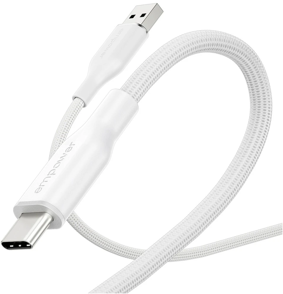 Panzer Glass Kabelis empower by PanzerGlass Racing 60W USB-A do USB-C 1.2m sidabrinė ir balta