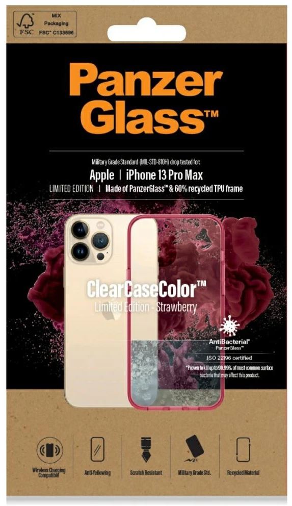 Panzer Glass PanzerGlass Clearantibacterial Military Grade certified Apple iPhone 13 Pro Max - dėklas telefonui skaidrus ir rožinės spalvos