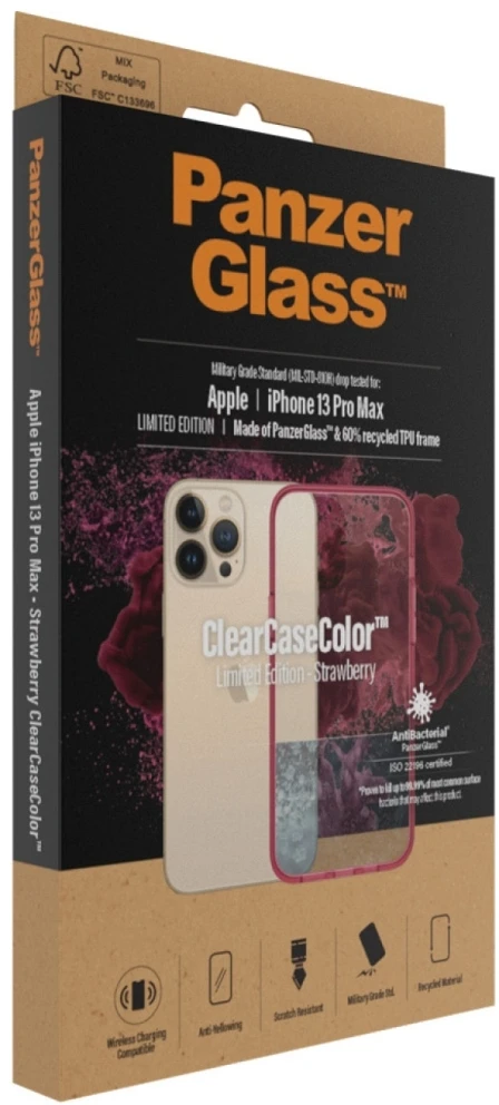 Panzer Glass PanzerGlass Clearantibacterial Military Grade certified Apple iPhone 13 Pro Max - dėklas telefonui skaidrus ir rožinės spalvos