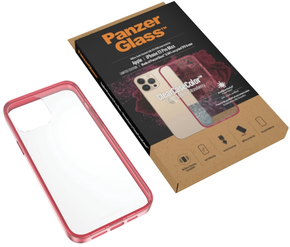 Panzer Glass PanzerGlass Clearantibacterial Military Grade certified Apple iPhone 13 Pro Max - dėklas telefonui skaidrus ir rožinės spalvos