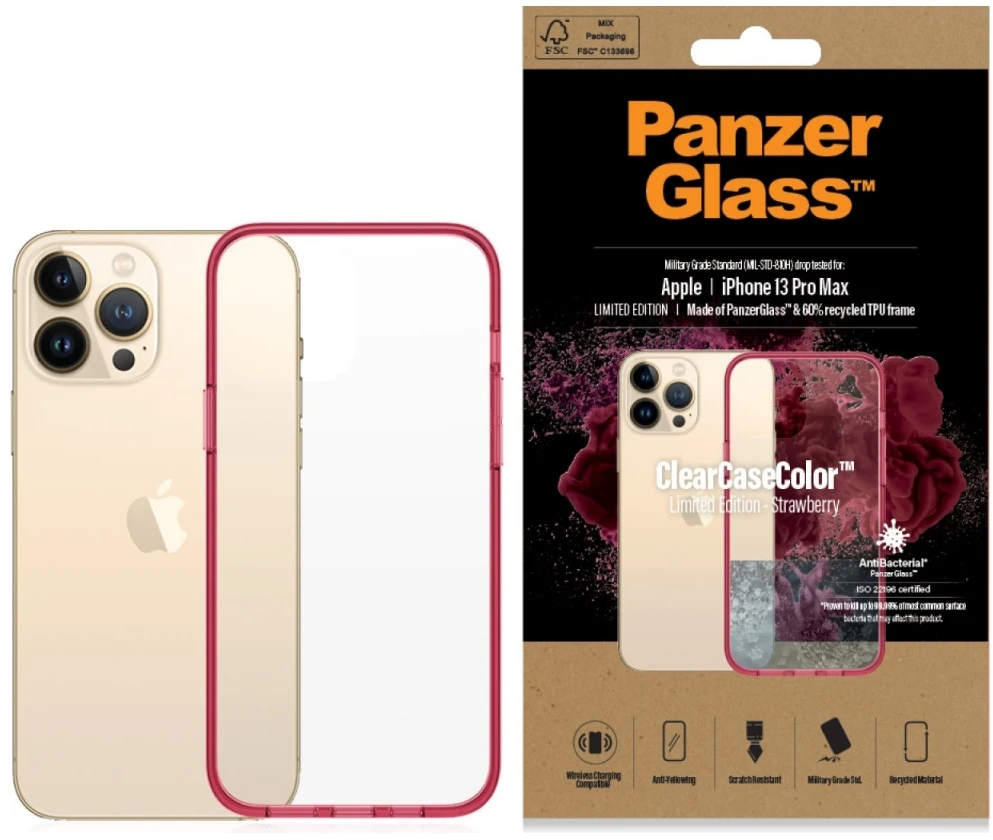 Panzer Glass PanzerGlass Clearantibacterial Military Grade certified Apple iPhone 13 Pro Max - dėklas telefonui skaidrus ir rožinės spalvos