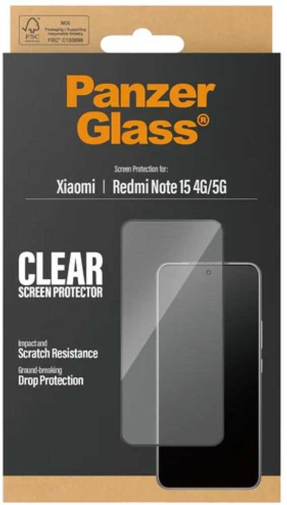 Panzer Glass „PanzerGlass SAFE“ itin plataus kampo grūdintas stiklas, skirtas „Xiaomi Redmi Note 15 4G/5G“.