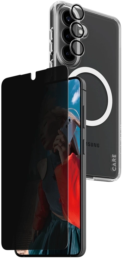 Panzer Glass Rinkinys ochronny CARE by PanzerGlass Privacy 3w1 Dėklas+Szkło+Lens do Samsung Galaxy S26+