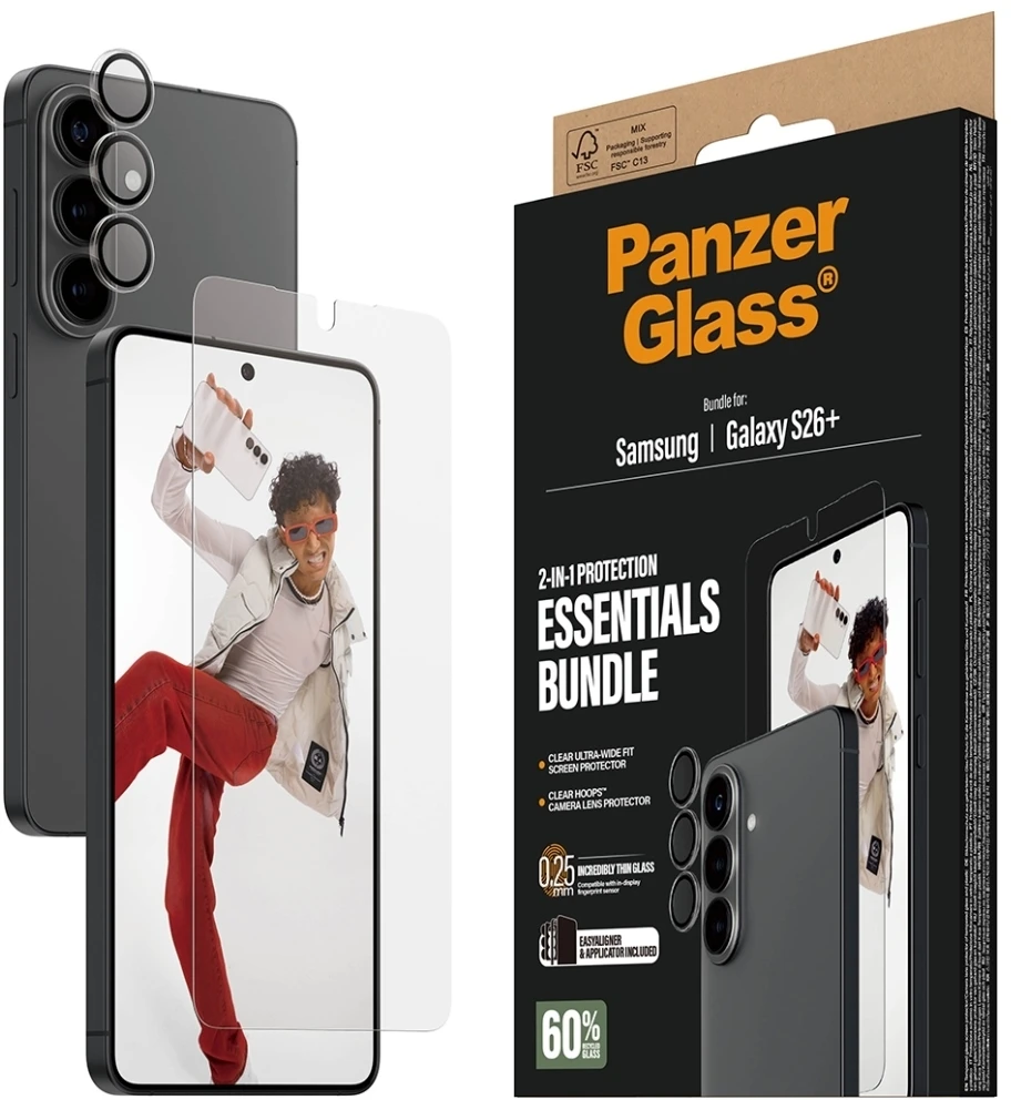 Panzer Glass Rinkinys ochronny PanzerGlass Hoops 2w1 Ultra-Wide Fit Szkło+Lens do Samsung Galaxy S26+ ruda