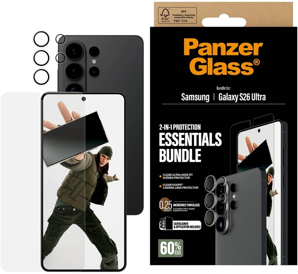 Panzer Glass Rinkinys ochronny PanzerGlass Hoops 2w1 Ultra-Wide Fit Szkło+Lens do Samsung Galaxy S26 Ultra