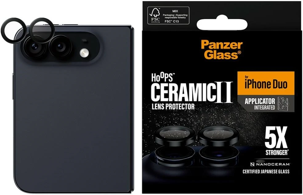 Panzer Glass Keraminis stiklas fotoobjektyvui PanzerGlass Hoops Ceramic Camera Lens Protector iPhone Duo