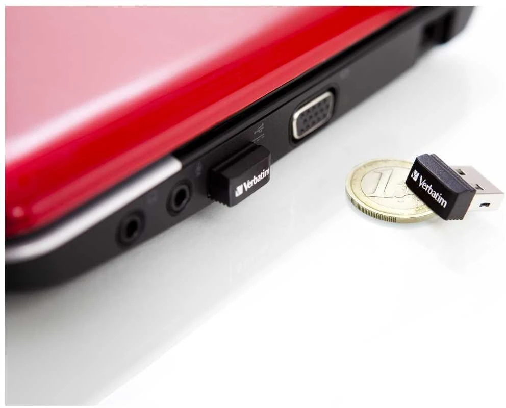 USB laikmena "verbatim" usb atmintinė, usb 2.0, 32 gb, "nano", "store n stay", juoda, 98130, usb a